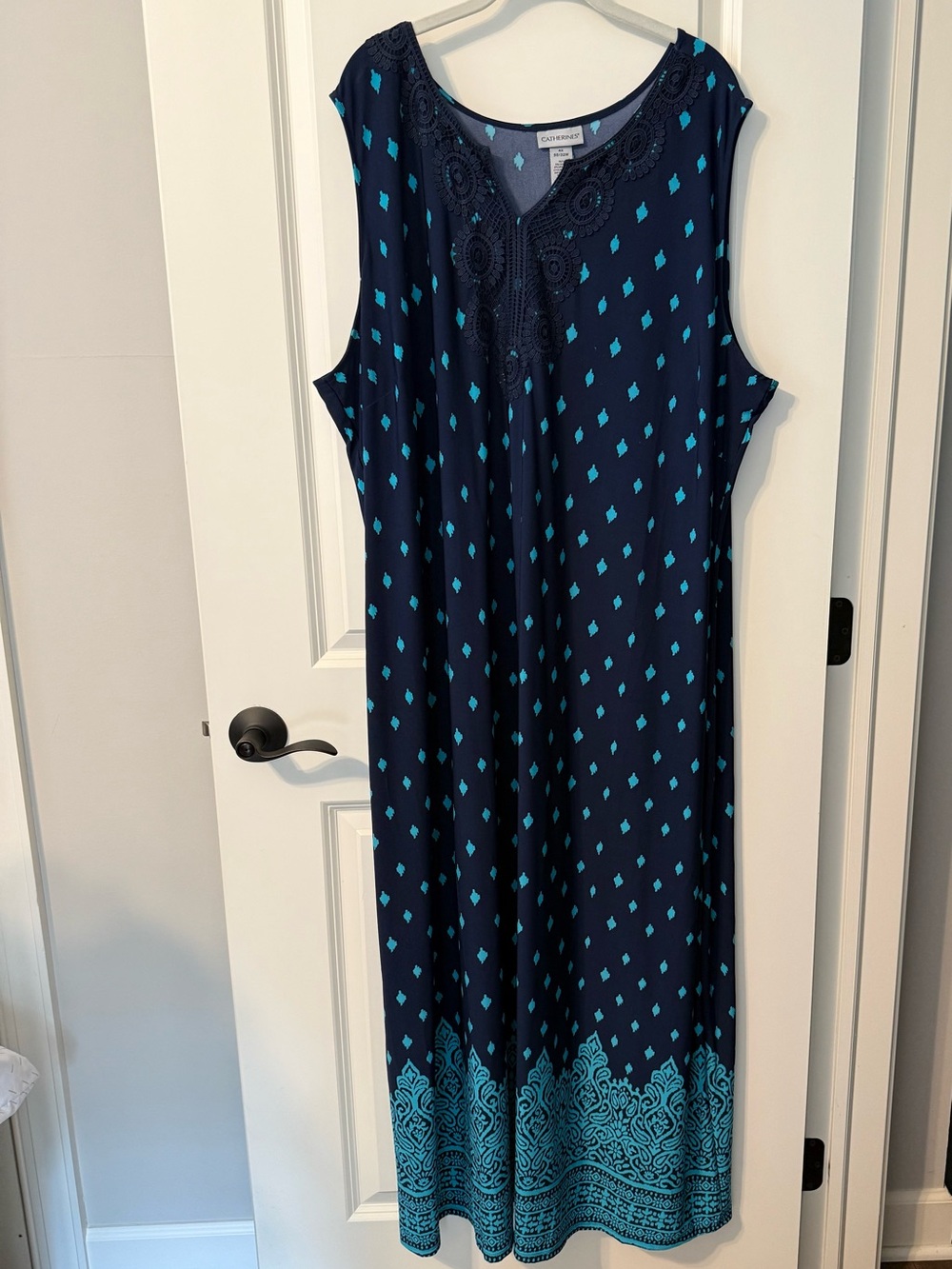 Catherines Navy and Turquoise Maxi Dress